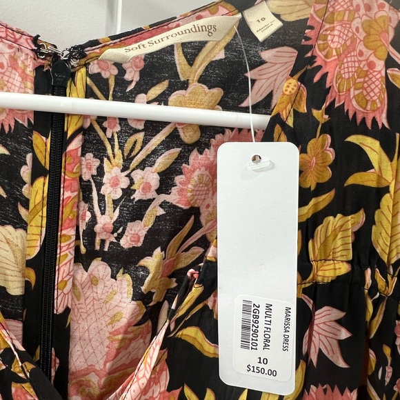 Soft Surroundings Marissa Gold and Peach Floral Maxi Dress NWT - Picture 4 of 4